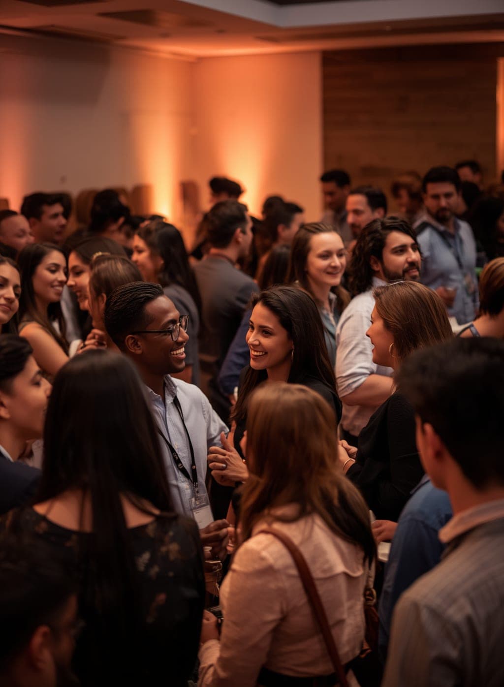 Young professionals mingling at a Home Harmony networking evening